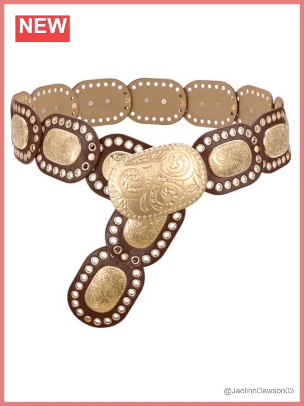Wide Western Disc Belt Faux Leather Concho Cowgirl Boho Jeans Dress